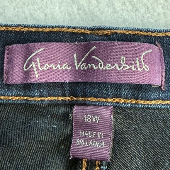 Gloria Vanderbilt Women's Amanda Stretch Blue Denim Jeans Plus Size 18W Short - Picture 5 of 10